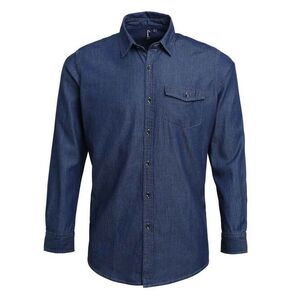 Premier Mens Denim Contrast Stitching Shirt / Indigo Denim